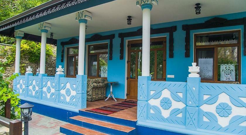 Traditional blue guesthouse at Orheiul Vechi